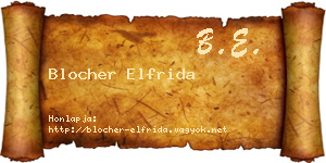 Blocher Elfrida névjegykártya